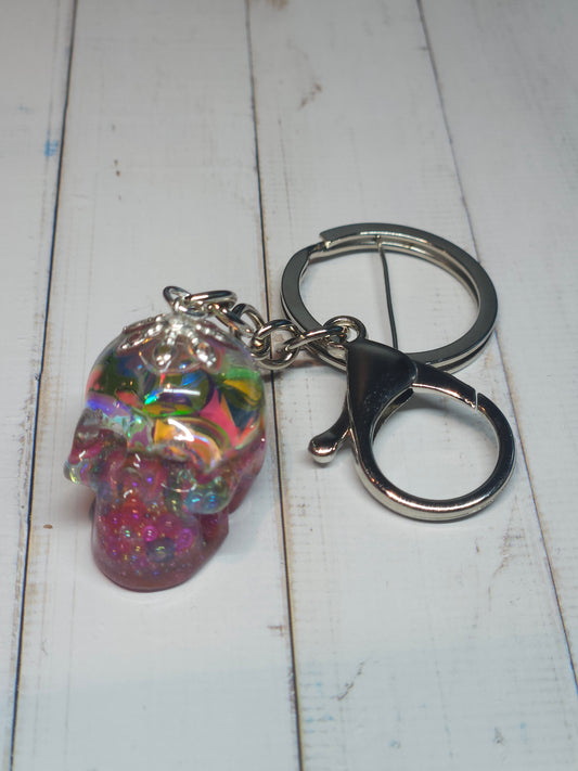 Glitter For Brains Skull Keychain
