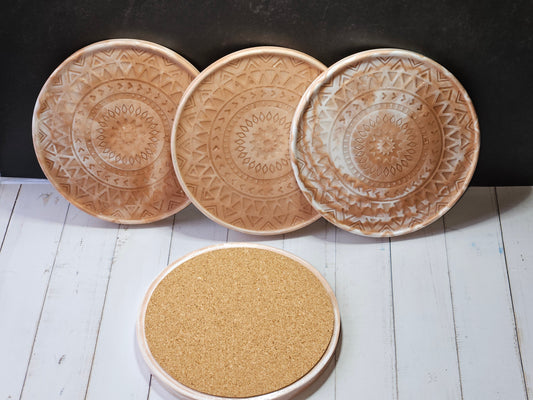 Mandala Luxe Coaster - Pink/White Set of 4